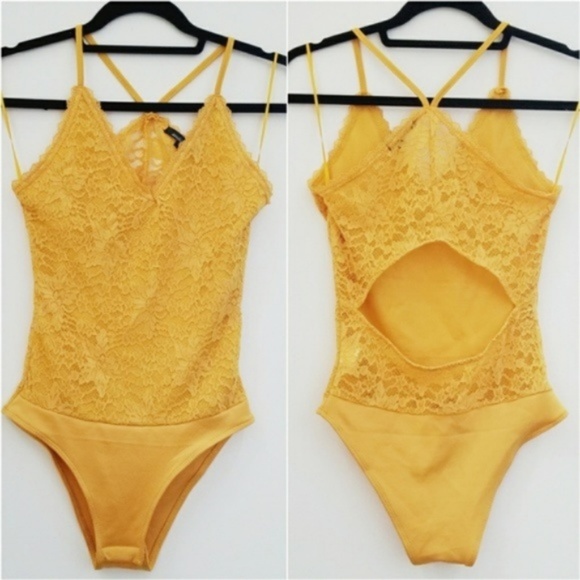 Lace Bodysuit -YELLOW - Picture 2 of 2